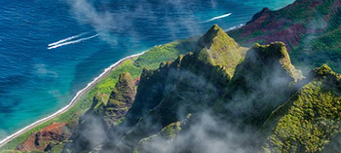 Aerial of Kalalau and the Na Pali Coast